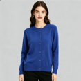 thumbnail image 1 of Huowey Women Cardigan Sweaters Knit Button Up Cardigans Long Sleeve Crew Neck Stylish Casual Daily Coats,Blue,M, 1 of 3