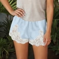 thumbnail image 1 of Huowey Women Fashion Casual Shorts Stylish Lace Trim High Waist Wide Leg Breathable Lightweight Comfortable Soft Elegant Pettipants Patchwork Ripped Casual Beach Hot Shorts,Blue,L, 1 of 4