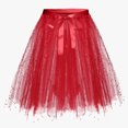 thumbnail image 1 of Huowey Women Fashion Sequin Tutu Skirt Solid Color Lace Up Belt High Waist Layered Irregular Hem Puffy Midi Length Ruffled Tulle Layered Mesh Skirts,Red,A, 1 of 4