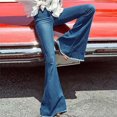 thumbnail image 1 of Huowey Women Flared Pants Slim Fit Fashion Hight Waisted Denim Jeans Stretch Full Length Vintage Bootcut Bell Bottom Trousers Casual Trendy Soft Comfy Dailywear,Blue,L, 1 of 7