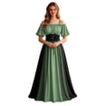 thumbnail image 1 of Huowey Women Halloween Witch Vampire Off Shoulder Gothic Dresses Elegant Cosplay Party Gown Short Sleeve Soft Trick Or Treat Dress,Green,S, 1 of 6