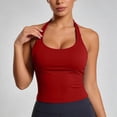 thumbnail image 1 of Huowey Women'S Camisole Tank Top Sleeveless Halter Neck Solid Color Slim Fit Fashionable Casual Trendy Crop Top Summer Basic Lightweight Breathable Tight Cami Tee Shirts,Red,L, 1 of 4