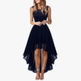 thumbnail image 1 of Huowey Women'S Midi Dress Solid Color Lace Embroidery Sleeveless Crewneck High Waist A-Line Ruffles Tiered High Low Hem Midi Length Wedding Guest Party Formal Dresses,BU1,S, 1 of 6