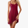 thumbnail image 1 of Huowey Women'S Nightdress Stain Skill V-Neck Sleeveless Spaghetti Strap Dressing Gown Solid Color Short Sleepwear Night Dress Short Negligees Chemise,Wine,L, 1 of 5
