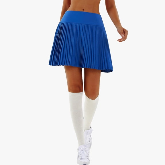 Huowey Women'S Pleated Tennis Skirt Solid Color High Waist Sports School Uniform Skirts Stylish A-Line Skater Skirts With Lining Shorts Athletic Skort ,Dark Blue,XXL