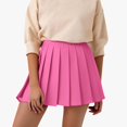 thumbnail image 1 of Huowey Women'S Pleated Tennis Skirt Solid Color High Waist Sports School Uniform Skirts Stylish A-Line Skater Skirts With Lining Shorts Athletic Skort ,Watermelon Red,M, 1 of 4