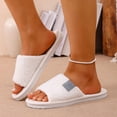 thumbnail image 1 of Huowey Women'S Slippers Fuzzy House Open Toe Cozy Slippers Soft Sole Winter Home Shoes,White,Size 7, 1 of 6
