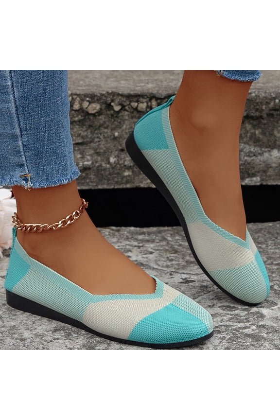 Women'S Summer Shoes Comfort Soft Ballet Flat Shoes Knit Hollow Out Breathable Flats Low Wedge Casual Sandals