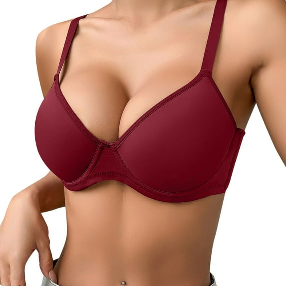 Huowey Women'S Underwire Comfort Devotion T-Shirt Bra Solid Color Comfortable Breathable Full Coverage Bras For Women Push Up Under Tees Outwear