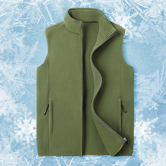 Huowey Women'S Vest Thick Warm Padded Vest Sleeveless Plus Size Zipper Up Stand Collar Solid Color Cozy Comfy Casual Outerwear Tops Winter Clothes,Army Green,L