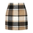 thumbnail image 1 of Huowey Women Skirt Elegant Plaid Bodycon Slim Fit High Waisted Midi Pencil Fall Winter Holiday Classic Casual Cozy Fashionable Stretch Wool Skirts,KH2,XL, 1 of 6
