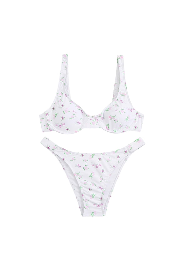 Women Solid Color Bikini Set Swimming 2PCS Swimsuits Swimwear Beach Suit Beach Vacation Swim Wear Honeymoon Cruise Trendy Wear