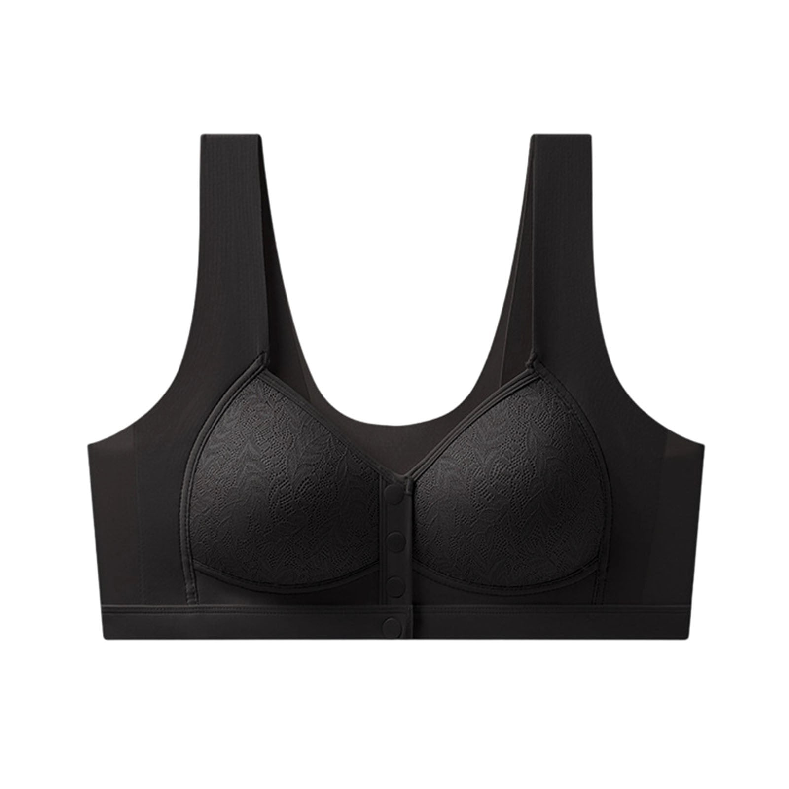 Huowey Women Sports Bra Front Closure Button Solid Color Full Coverage ...