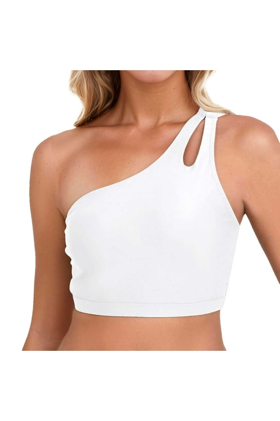 Women Swimwear Bikini Tops One Shoulder Tankini Sports Bra Keyhole Swim Bras Full Coverage Bathing Suit Tops Resort Swim Wear Honeymoon Cruise Trendy Wear