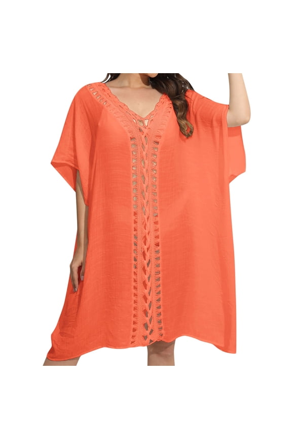 Women Swimwear Crochet Floral Patchwork Loose Dress Beach Cover Up For Swimsuits Resort Swim Wear Honeymoon Cruise Trendy Wear