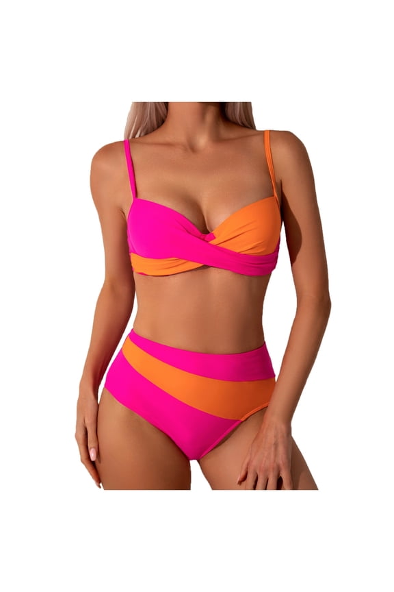 Women Swimwear Fashionable Padded Underwire Cup Bikini Set With Detachable Padding Bohemian Bathing Suit Honeymoon Cruise Trendy Wear