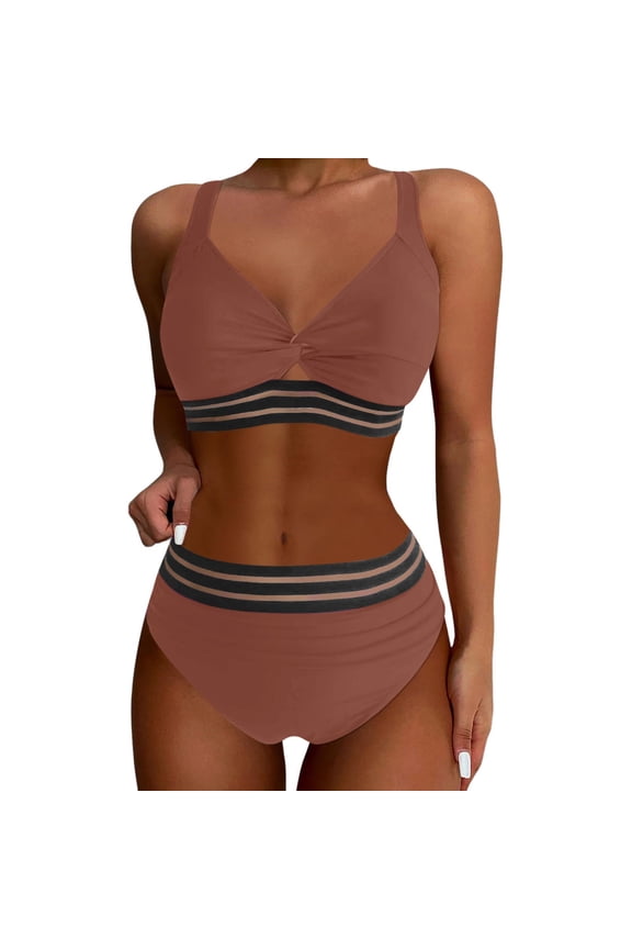 Women Swimwear High Waist 2PCS Swimsuit Hollow Bikini Set Swimsuit Beach Vacation Swim Wear Honeymoon Cruise Trendy Wear