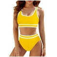 thumbnail image 1 of Huowey Women Swimwear High Waisted Bikini Sets Sporty 2PCS Swimsuit Color Block High Cut Bathing Suits Summer Beachwear Honeymoon Cruise Trendy Wear, 1 of 6