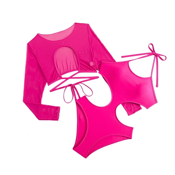 Huowey Women Swimwear One Shoulder Hollowed Out Swimsuit Removable Solid Color Swimsuit Beach Vacation Swim Wear Honeymoon Cruise Trendy Wear