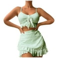 thumbnail image 1 of Huowey Women Swimwear Summer Leisure Beach Solid Color Wrap Skirt 3PCS Swimsuit Vacation Beachwear Honeymoon Cruise Trendy Wear, 1 of 6