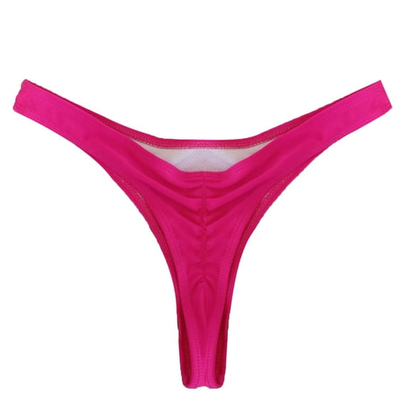 Huowey Women Tankini Swimwear Bottoms Solid Color Low Rise Brazilian Thong Bikini Beachwear Comfortable Breathable Seamless Swim Briefs,Pink,M