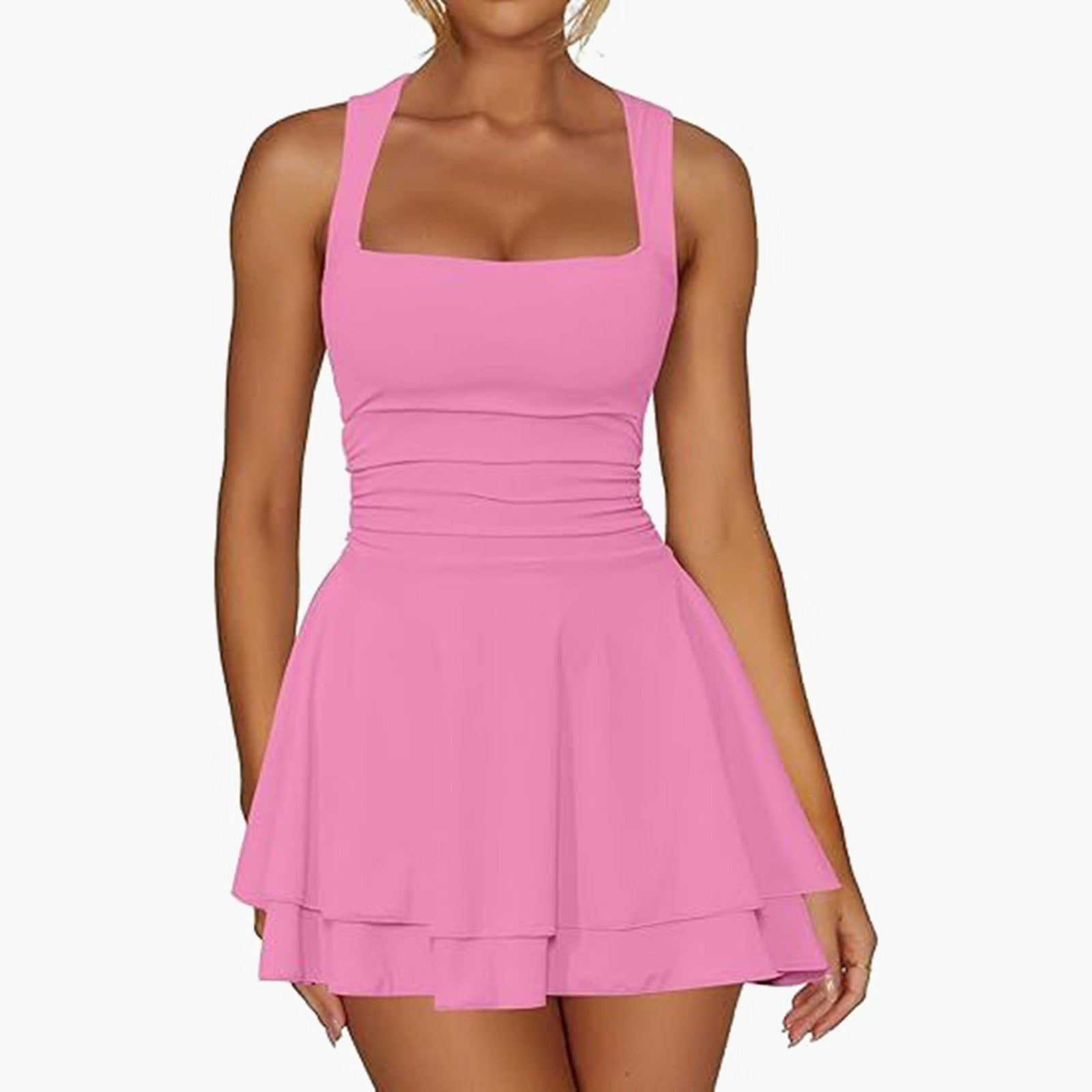 Magenta Sleeveless Ruffle Sport Dress
