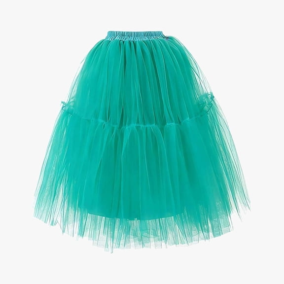 Huowey Women Tutu Mini Skirt Elastic Waist Pleated Mesh Solid Color Ruffles Tiered Soft Drape Short A Line Elegant Ruched Layered Flowy Irregular Short Skirts,Mint Green,L