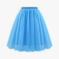 thumbnail image 1 of Huowey Women Tutu Mini Skirt Elastic Waist Pleated Mesh Solid Color Ruffles Tiered Soft Drape Short A Line Elegant Ruched Layered Flowy Short Skirts,BU2,XL, 1 of 3