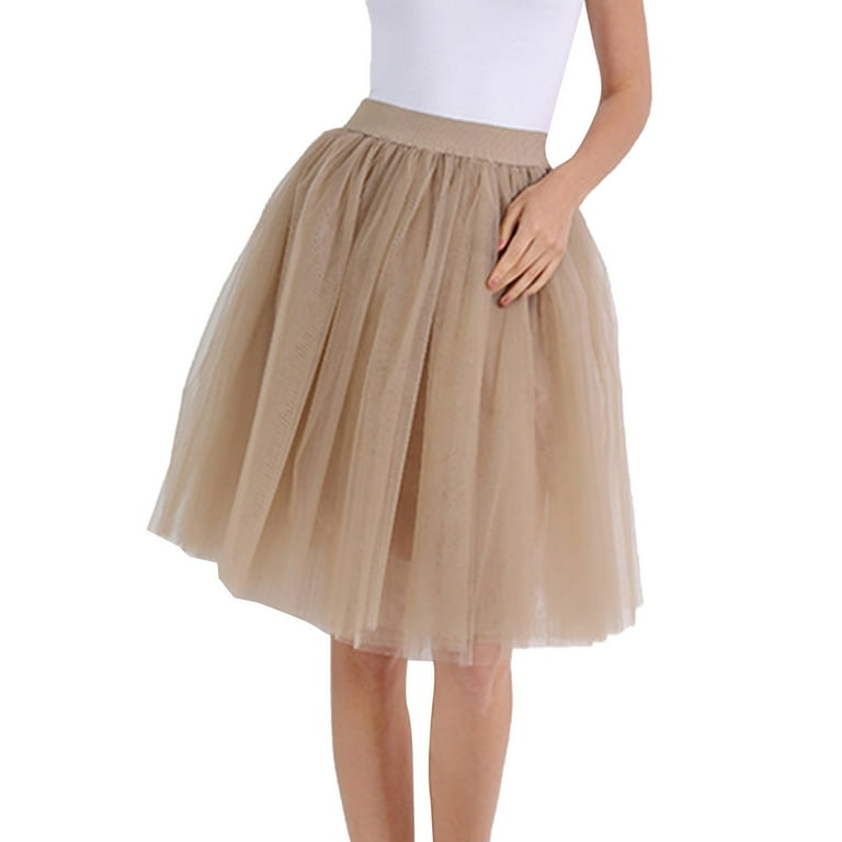 Huowey Women Tutu Skirts Midi Length Dance Ballet Solid Color