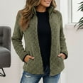 thumbnail image 1 of Huowey Women Winter Jacket Zip Up Long Sleeve Fuzzy Wool Coat Stand Collar Loose Casual Cazy Thick Warm Soft Outerwear For Fall Winter,Green,S, 1 of 4