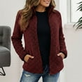 thumbnail image 1 of Huowey Women Winter Jacket Zip Up Long Sleeve Fuzzy Wool Coat Stand Collar Loose Casual Cazy Thick Warm Soft Outerwear For Fall Winter,RD1,L, 1 of 4
