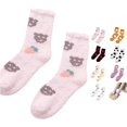 thumbnail image 1 of Huowey Women's Fuzzy Crew Socks Thick Floor Casual Socks Ruffles Polka Dot Pattern Comfort Fall Winter Warm Lounging Home Socks, 1 of 5