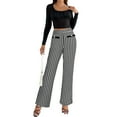 thumbnail image 1 of Huowey Women's Pants Elegant Houndstooth Print High Waist Flared Leg Wide Leg Pants Trousers, 1 of 7