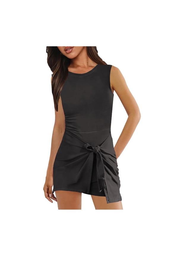 Women's Pants Sleeveless Workout Athletic Rompers Zipper Back Pocket Short Jumpsuits