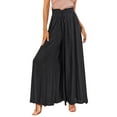 thumbnail image 1 of Huowey Women's Pants Wide Leg Flowy Drape Ruffles Trousers with Drawstring Elastic Waist Outwear Fashion Casual Pants, 1 of 8