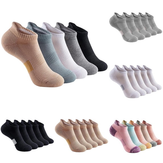 Huowey Womens 5 Pairs Ankle Socks Low Cut Thick Athletic Sports Casual Socks Outdoor Hiking Breathable Stretchy Cozy Daily Wear Socks,Hot Pink