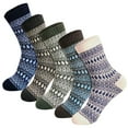 thumbnail image 1 of Huowey Womens 5 Pairs Crew Socks Thick Casual Socks Geometric Pattern Stretchy Fall Winter Warm Soft Daily Wear Socks,Multicolor, 1 of 5
