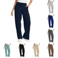 thumbnail image 1 of Huowey Womens Baggy Sweatpants Wide Leg Low Rise Joggers Pants With Pocket Drawstring Casual Daily Stylish Fall Winter Streetwear,Navy,M, 1 of 7
