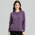 thumbnail image 1 of Huowey Womens Cardigan Sweaters Knit Button Up Cardigans Long Sleeve Crew Neck Soft Fall Winter Coats,Purple,L, 1 of 3