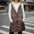 thumbnail image 1 of Huowey Womens Coats Hooded Quilted Vest Thick Warm Fuzzy Wool Lined Solid Color Sleeveless Jacket With Pockets Stylish Casual Outerwear Coat Tops Winter Clothes,Coffee,L, 1 of 7