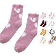 thumbnail image 1 of Huowey Womens Fuzzy Crew Socks Thick Floor Casual Socks Ruffles Polka Dot Pattern Cozy Fall Winter Warm Lounging Home Socks, 1 of 5