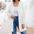thumbnail image 1 of Huowey Womens Overcoat Soft Wool Fuzzy Hooded Jacket Long Sleeve Casual Open Front Cardigan With Pockets Lightweight Outdoor Dailywear,White,XL, 1 of 7