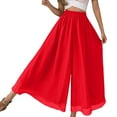 thumbnail image 1 of Huowey Womens Pants Casual High Waist Palazzo Pants Flowy Beach Trousers Summer Comfortable Elastic Waist Wide Leg Chiffon Outfit, 1 of 5
