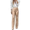 thumbnail image 1 of Huowey Womens Pants Party Sequin Elastic Waist Slim Fit Elastic Flared Leg Pants Fashion Solid Color Pants, 1 of 7