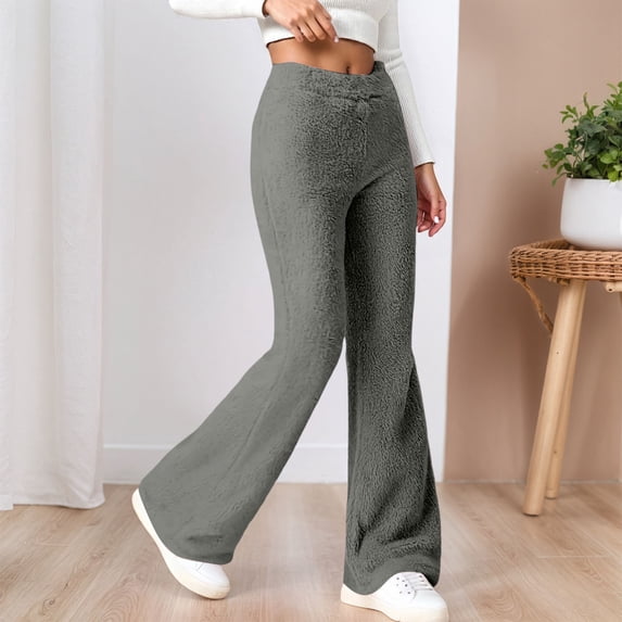 Huowey Yoga Pants Women Bell Bottoms Fashion Solid Solid Slim Fit Stretch Skinny Leggings High Waist Tummy Control Bootcut Bell Bottom Comfy Flared Gym Workout Trousers,Grey,L