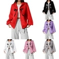 thumbnail image 1 of Huowey Youth Girls Kids Zip Up Sweatshirt Long Sleeve Cute Bow Print Hoodie Jacket With Pockets For Teen Back To School Sty Soft Casual Soft Oversized Stylish Fall Outerwear,Red,5-6 Years, 1 of 5