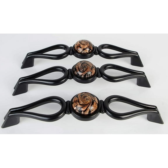 Huoxiuart 13-5P37-6 Art Glass Furniture Handle Handwork Craft Cabinet Pulls Dresser Handle Cupboard Drawer Pull Kitchen Cabinet Hardware 5 Inch Hole Center Length (128mm) 6 Pieces