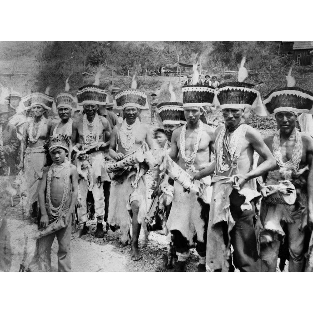 Hupa Dance 1893. Na Group Of Hupa Men And Boys In Costume At A