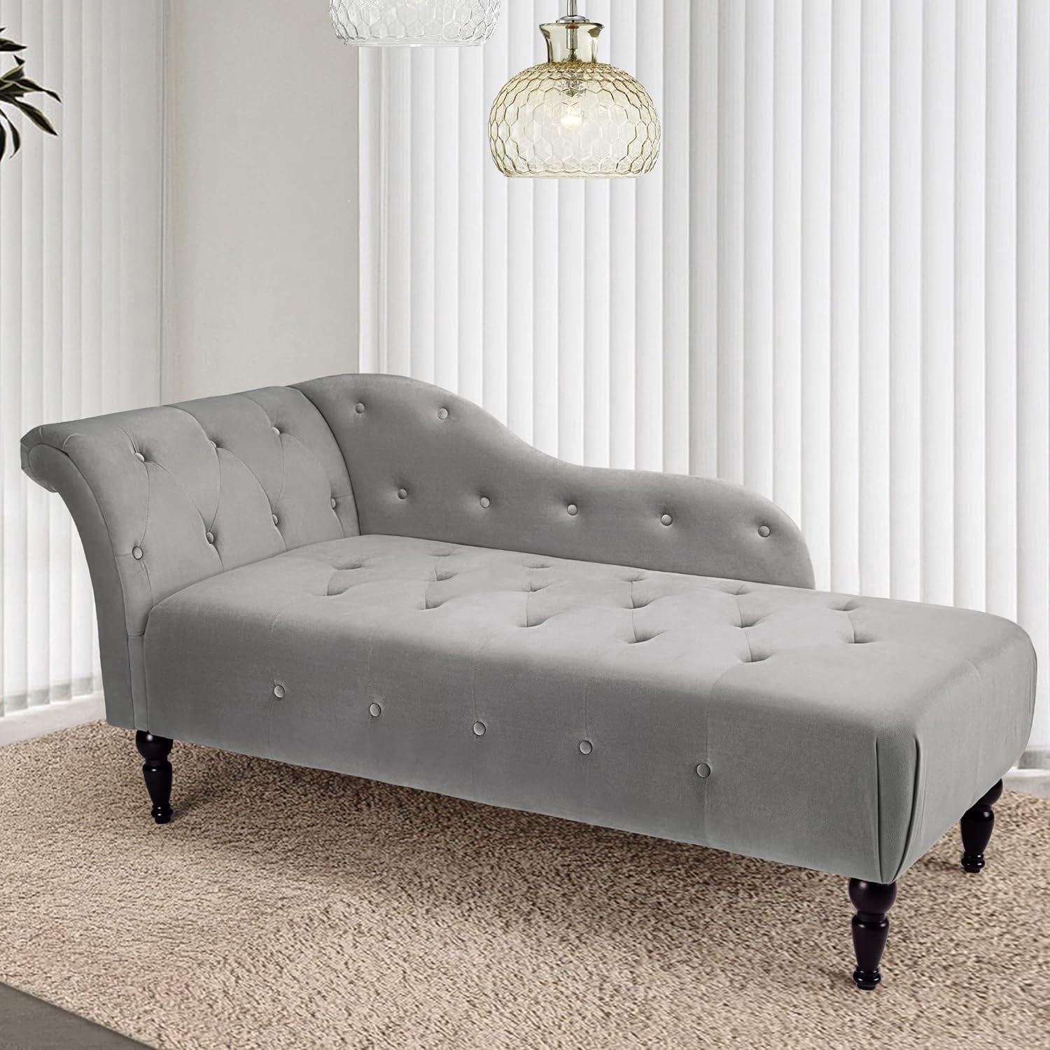 Hupicker 24.4" x 60.6" x 28.3" Modern Armless Velvet Chaise Lounge with ...