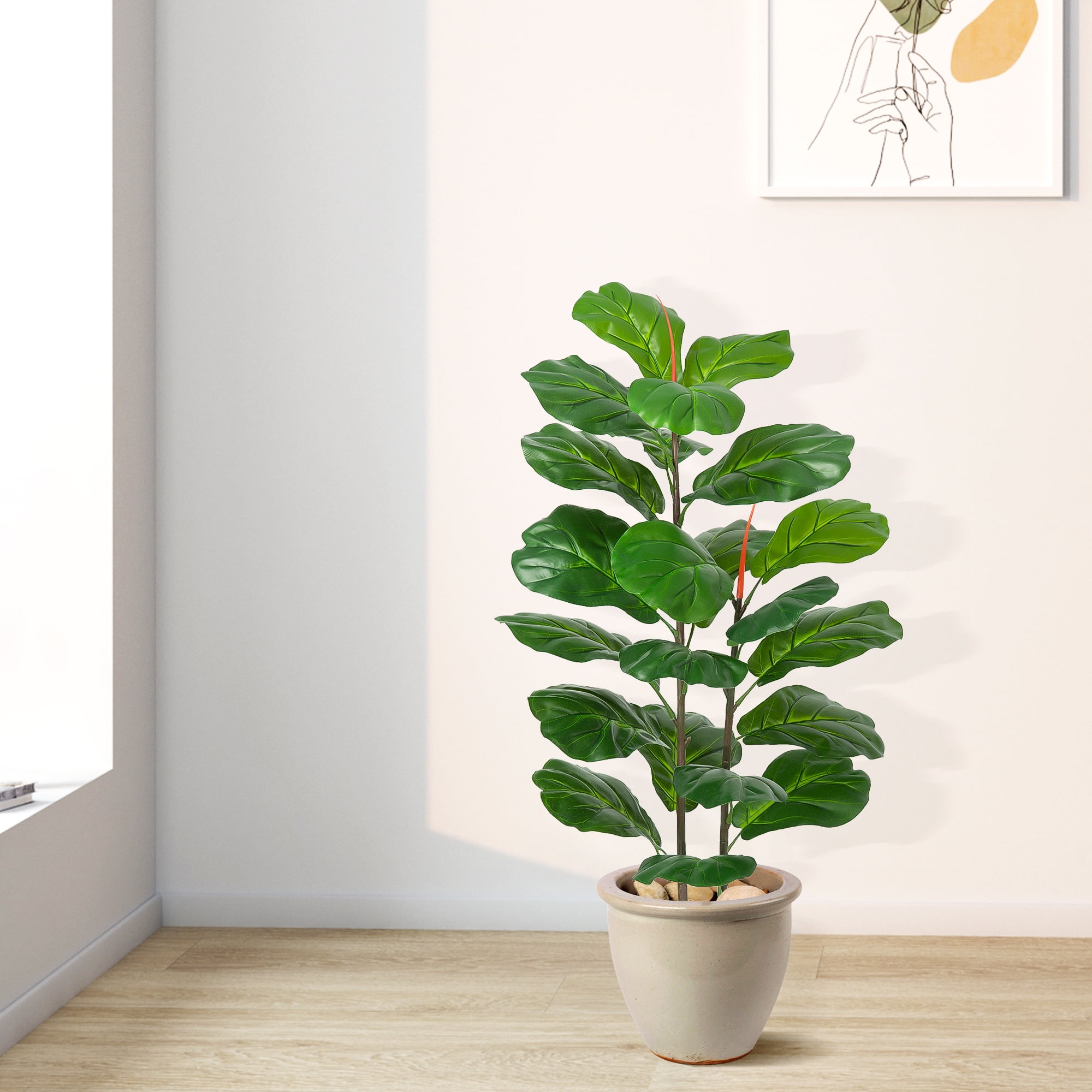 Hupicker 39" Artificial Plants Indoor Fiddle Leaf- Faux Fiddle Leaf Fig ...